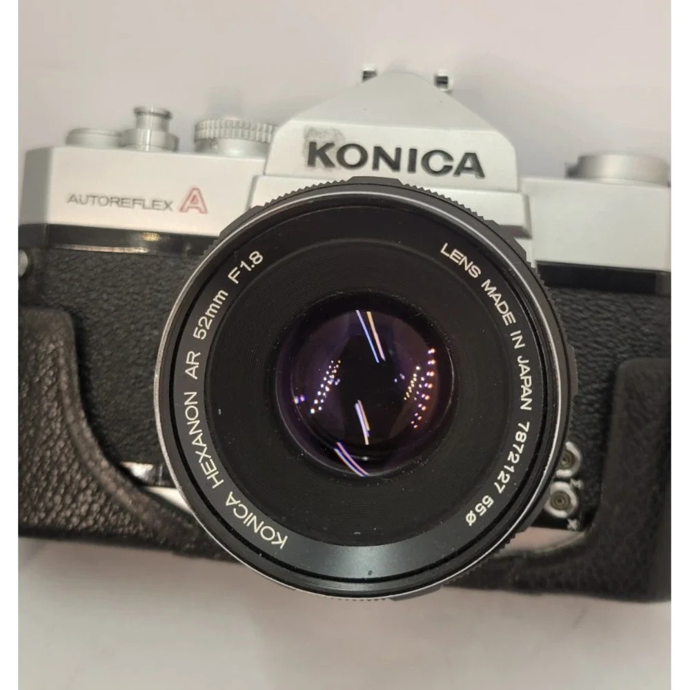 Konica Autoreflex T3 35mm SLR film camera 52mm F1.8 Hexanon Lens & Case